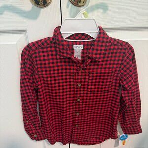 Carters red gingham button down shirt kids 4T